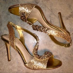 Gianni Bini gold rhinestone heels